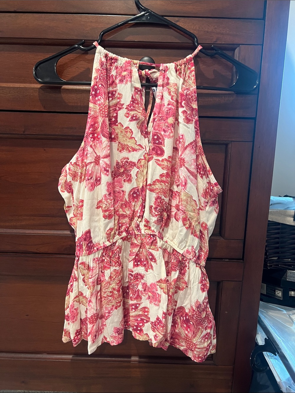 Old Navy Pink and Cream Floral Halter top